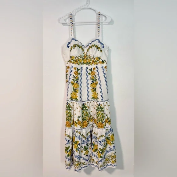 Farm Rio Off White Sicily Cotton Midi Dress - Picture 4 of 8